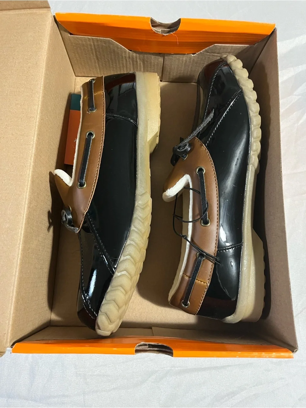 Sporto Black and Brown Women's Duck-Style Slip-On Boots Size 9 New in Box